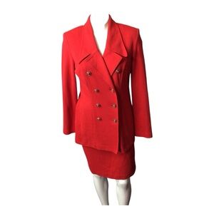 Moda International Bold Red Business Skirt Suit Set size 10